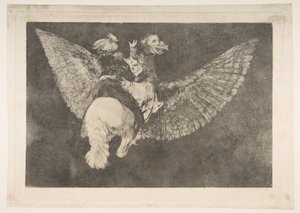 Plaat 5 uit de Disparates: Vliegende Dwaasheid, ca. 1816-23 privédruk ca. 1854 door Francisco de Goya
