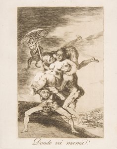 Plaat 65 uit Los Caprichos: Waar gaat mama heen Donde vá mamá, 1799 door Francisco de Goya
