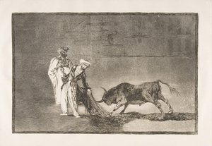 De Moren maken een ander spel in de ring en roepen de stier... door Francisco de Goya