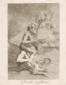 Plaat 70 uit Los Caprichos: Vrome Beroep Devota profesion., 1799