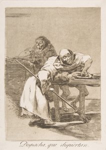 Plaat 78 uit Los Caprichos: Wees snel, ze worden wakker Despacha, que dispiertan., 1799