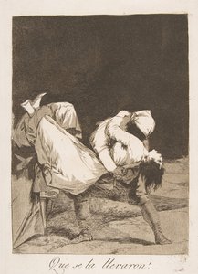 Plaat 8 uit Los Caprichos: Ze hebben haar meegenomen! Que se la llevaron!, 1799 door Francisco de Goya