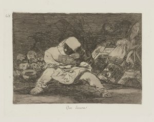 Wat een waanzin!, pl. 68 uit de serie Los desastres de la guerra (De Rampen van de Oorlog) door Francisco de Goya