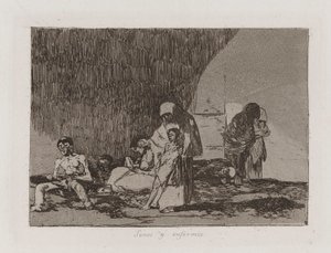 Gezonden en zieken (De Gezonden en de Zieken), Plaat 57 uit Los desastres de la guerra (De Rampen van de Oorlog) door Francisco de Goya
