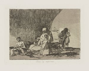 Sanos y enfermos, pl. 57 uit de serie Los desastres de la guerra door Francisco de Goya