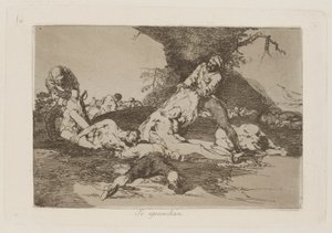 Se aprovechan (Ze maken er gebruik van), pl. 16 uit de serie Los desastres de la guerra (De rampen van de oorlog) door Francisco de Goya