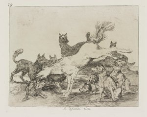 Se defiende bien. (Hij verdedigt zich goed.), pl. 78 uit de serie Los desastres de la guerra (De rampen van de oorlog) door Francisco de Goya