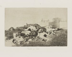 Tanto y mas. (Nog erger), pl. 22 uit de serie Los desastres de la guerra (De rampen van de oorlog) door Francisco de Goya