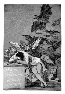 De slaap van de rede brengt monsters voort, 1799 door Francisco de Goya