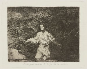 Tristes presentimientos de lo que ha de acontecer, pl. 1 uit de serie Los desastres de la guerra door Francisco de Goya