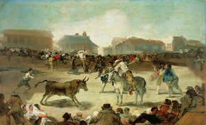 Een dorpsstierengevecht door Francisco de Goya