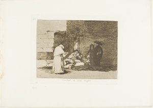 De liefdadigheid van een vrouw, plaat 49 uit De oorlogsrampen door Francisco Jose de Goya y Lucientes