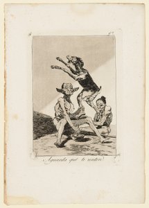 Aguarda Que Te Unten, plaat uit "Los Caprichos" door Francisco de Goya