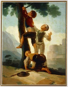 Jongens klimmen in een boom ... (schilderij op doek) door Francisco Jose de Goya y Lucientes