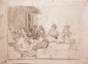 De rampen van de oorlog: Vergeefse klachten (voorbereidende tekening) door Francisco de Goya