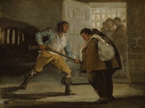 El Maragato bedreigt broeder Pedro de Zaldivia met zijn pistool