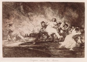 GOYA Y LUCIENTES, Francisco de (1746-1828). Ze ontsnappen door de vlammen. 1810-1812. Plaat 47 van 