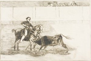 Manlijke Moed van de Beroemde Pajuelera in de Ring van Saragossa, plaat 22 uit De Kunst van het Stierenvechten