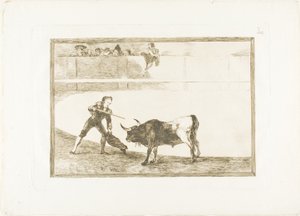 Pedro Romero die de Gestopte Stier Doodt, plaat 30 uit De Kunst van het Stierenvechten door Francisco Jose de Goya y Lucientes