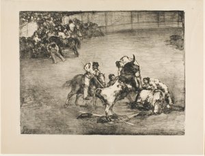 Picador Gevangen door een Stier, uit De Stieren van Bordeaux door Francisco Jose de Goya y Lucientes