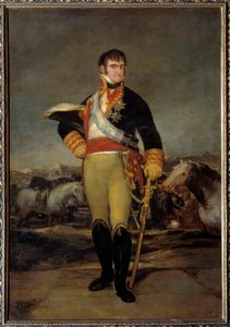 Portret van koning Ferdinand VII in militair kostuum in een kamp door Francisco de Goya