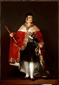 Portret van koning Ferdinand VII in koninklijk kostuum