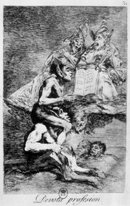 Geloofsbelijdenis, hekserijscène met elfen door Goya, late 18e eeuw