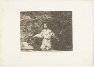 Trieste voorgevoelens van wat er gaat gebeuren, plaat één uit De rampen van de oorlog door Francisco Jose de Goya y Lucientes