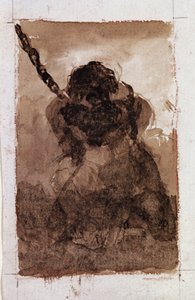 Silhouet van gevangene in ketting (tekening) door Francisco de Goya