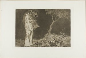 Soldaten Geschrokken door een Spook, uit Disparates, gepubliceerd als plaat 2 in Los Proverbios door Francisco Jose de Goya y Lucientes
