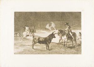 De beroemde picador, Fernando del Toro, lokt het woeste beest met zijn piek, plaat 27 uit De kunst van het stierenvechten door Francisco Jose de Goya y Lucientes