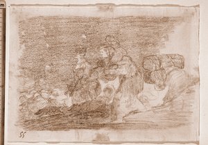 De rampen van de oorlog: En dit ook (voorbereidende tekening) door Francisco de Goya