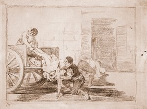 De rampen van de oorlog: Ladingen naar de begraafplaats door Francisco de Goya