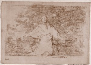 De rampen van de oorlog: Sombere voorgevoelens van wat zal gebeuren (voorbereidende tekening) door Francisco de Goya