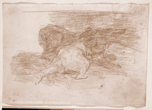 De rampen van de oorlog: Hij plukt er wat vruchten van (voorbereidende tekening) door Francisco de Goya