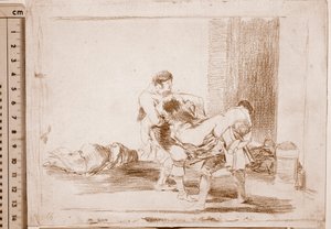 De rampen van de oorlog: Op het kerkhof (voorbereidende tekening) door Francisco de Goya