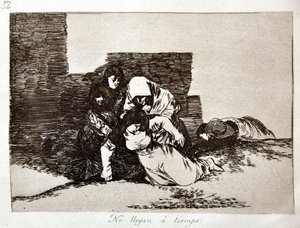 De Rampen van de Oorlog: No Llegan a Tiempo (Ze Komen Te Laat) door Francisco Jose de Goya y Lucientes