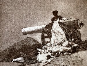 De Rampen van de Oorlog: Que Valor! (Wat moed) (detail) door Francisco Jose de Goya y Lucientes