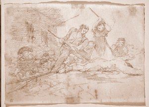 De rampen van de oorlog: Gepeupel (voorbereidende tekening) door Francisco de Goya