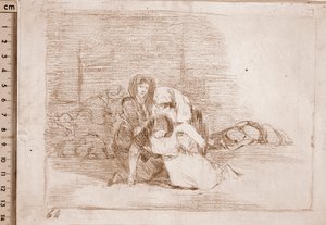 De rampen van de oorlog: Ze komen niet op tijd (voorbereidende tekening) door Francisco de Goya