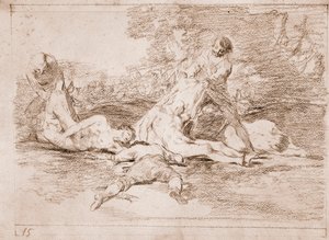 De rampen van de oorlog: Ze maken er gebruik van (voorbereidende tekening) door Francisco de Goya