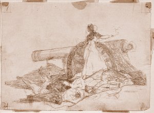 De rampen van de oorlog: Wat moed! (voorbereidende tekening)