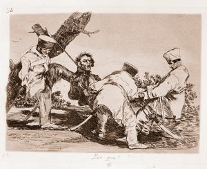 De rampen van de oorlog: Waarom (ets van voorbereidende tekening) door Francisco de Goya