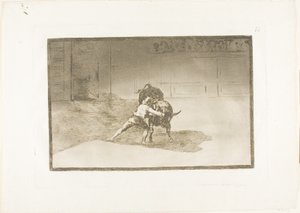 De beroemde Martincho plaatst de Banderillas, speelt de stier met de beweging van zijn lichaam, plaat 15 uit De kunst van het stierenvechten
