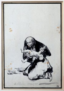 De verkeerde vrouw, antropofagie scène, een heks heeft een kind door Francisco de Goya