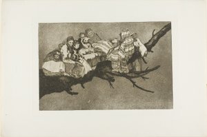 Tussen de takken gaan, d.w.z. door je hoed praten, plaat drie uit Los Proverbios door Francisco Jose de Goya y Lucientes