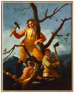 Houtsnijkunst Cartoon voor een wandtapijt in het El Escorial ... (schilderij op doek) door Francisco Jose de Goya y Lucientes