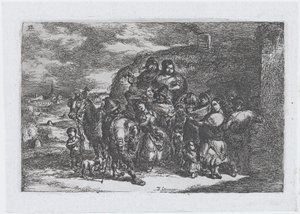 Plaat 13: een groep mensen buiten, mogelijk inclusief muzikanten, uit de serie van cust..., 1850 door Francisco Lameyer Berenguer