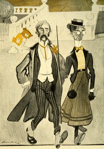 Een Engels stel in Frankrijk wordt bespot om hun vreemde modegevoel, 1903 door Francisco Sancha y Lengo