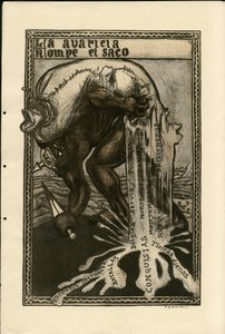 Illustratie van Francisco Sancha Lengo (1874-1936) - Vliegend blad, circa 1915 - Oorlog van 14-18, Duitsland Pruisen, Zilver, Strijders en symbolen, Spaanse taal, Buitenlandse pers door Francisco Sancha y Lengo